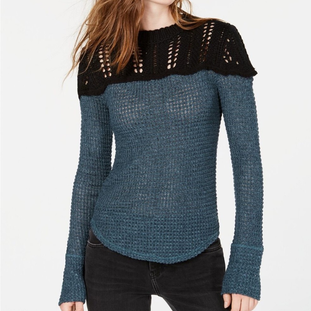 Free People Snowflake Color Blocked Sweater